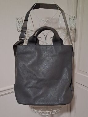 TUMI Kamini North/South Gray Pebbled Leather Tote